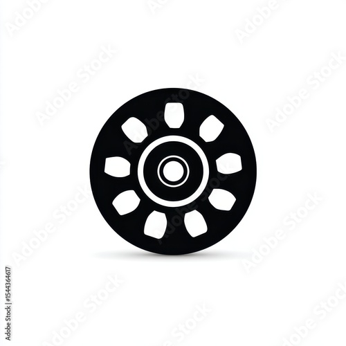 Black Circular Geometric Design on White Background
