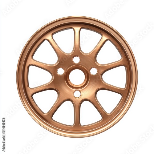Bronze Multi Spoke Alloy Wheel Rim on White Background