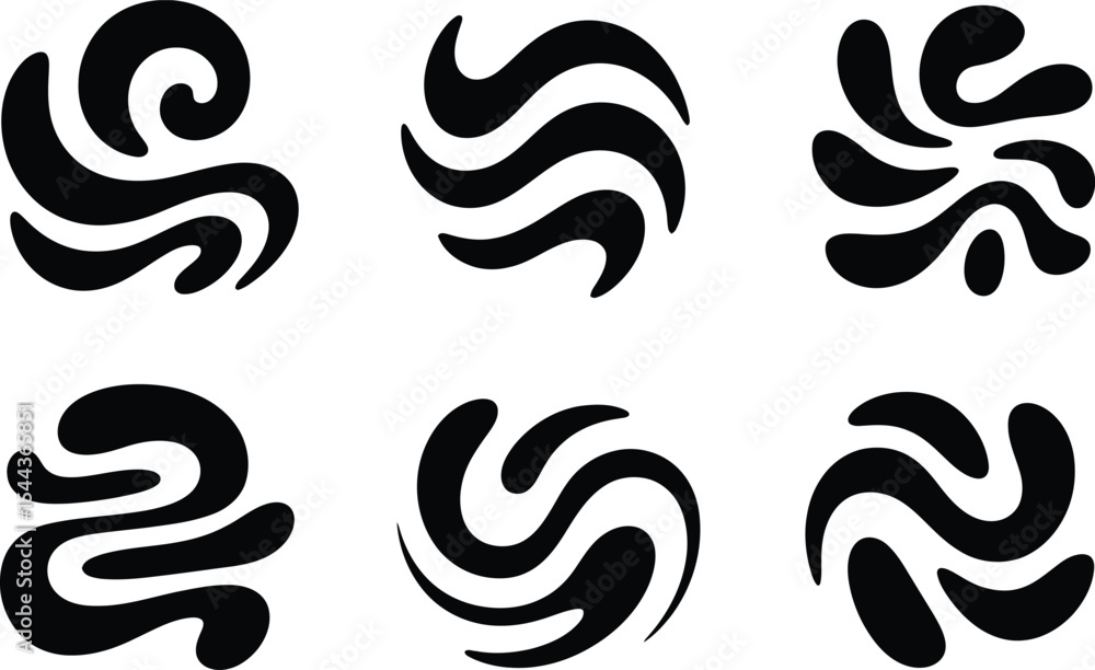 Fototapeta premium Simple abstract black and white design elements displaying swirls and organic shapes