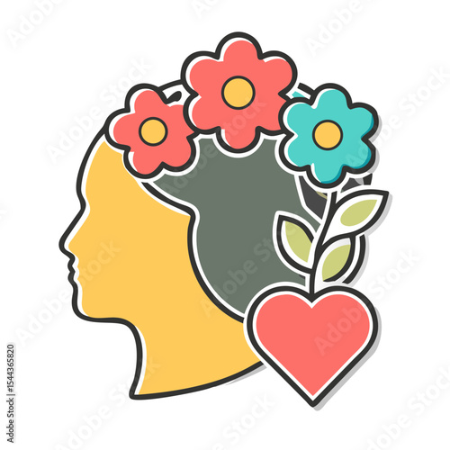 Mindfulness, Self-Love, and Inner Peace Floral Illustration