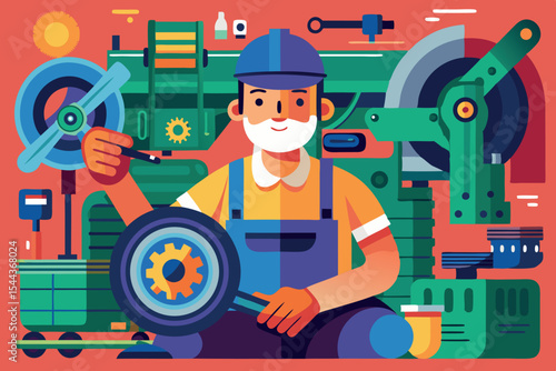 Skilled mechanic working on machinery in workshop