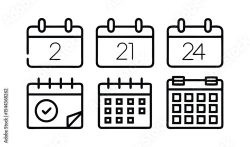 Simple calendar icons set for scheduling and planning