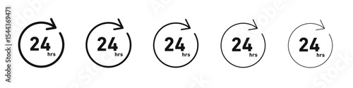 24 hrs icon vector outline set illustration sign