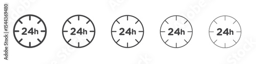 24 hrs icon vector outline set illustration sign