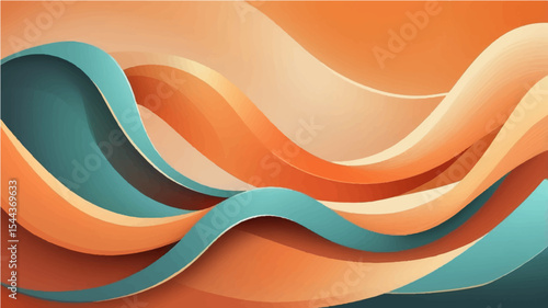 Abstract colorful flowing wave background with vibrant curves and lines in blue and orange tones