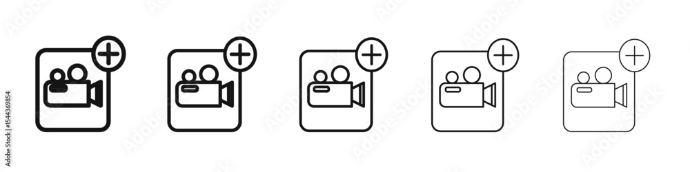 Add Video icon vector outline set illustration sign Add Video icon vector outline set illustration sign