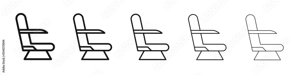 Airplane seat icon vector outline set illustration sign Airplane seat icon vector outline set illustration sign