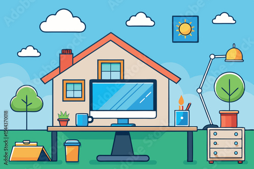 Workspace setup in a cozy home environment during daylight