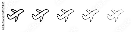 Airplane icon vector outline set illustration sign
