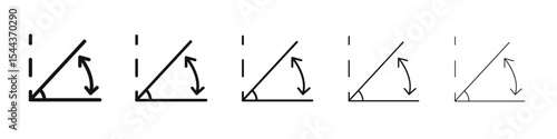 angle inclination icon vector outline set illustration sign