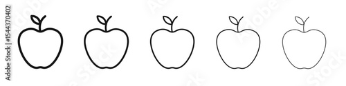 Apple icon vector outline set illustration sign