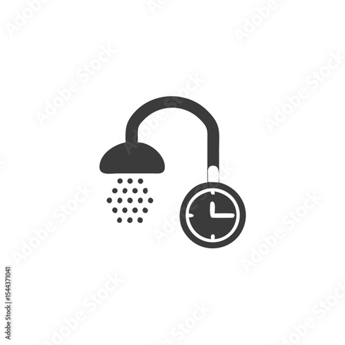 Smart Shower Timer Showerhead Icon with a Timer Symbol Vector Silhouette Flat Icon Design