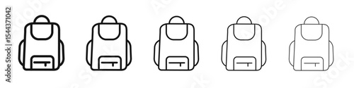 Backpack icon vector outline set illustration sign