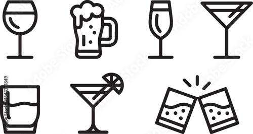 Bold celebration drink icons for nightclubs, pubs and menus