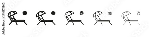 Beach chair icon vector outline set illustration sign