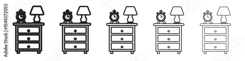Bedside table icon vector outline set illustration sign