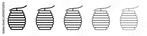 Beehive honeycomb icon vector outline set illustration sign