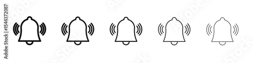 Bell ring icon vector outline set illustration sign
