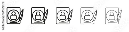 Biography icon vector outline set illustration sign