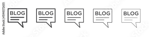 Blog icon vector outline set illustration sign