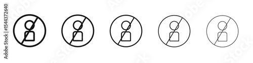 Blocked icon vector outline set illustration sign