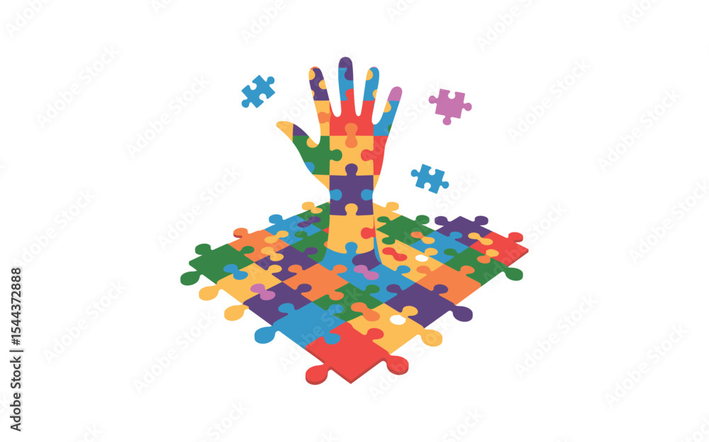 Fototapeta premium Autism vector design, vector illustration, Autism design, silhouette style.