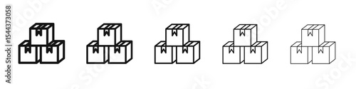 Boxes icon vector outline set illustration sign