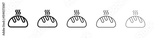 Bread icon vector outline set illustration sign
