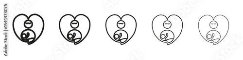 Breastfeeding icon vector outline set illustration sign