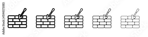 Brickwork icon vector outline set illustration sign