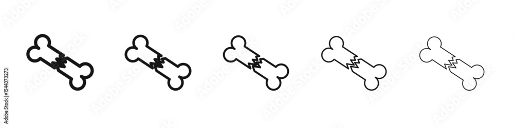 Broken bone icon vector outline set illustration sign Broken bone icon vector outline set illustration sign