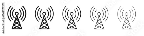 Broadcast Icon vector outline set illustration sign