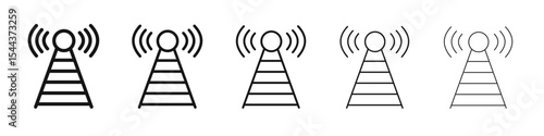 Broadcast icon vector outline set illustration sign