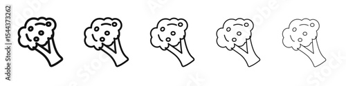 broccoli icon vector outline set illustration sign