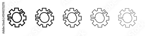 Broken gear icon vector outline set illustration sign