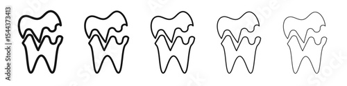 broken tooth icon vector outline set illustration sign