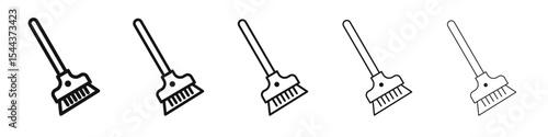 broom icon vector outline set illustration sign