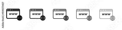 Browser icon vector outline set illustration sign