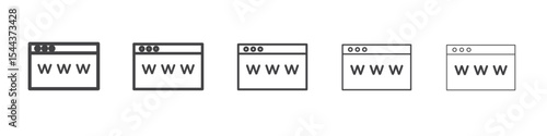 Browser icon vector outline set illustration sign