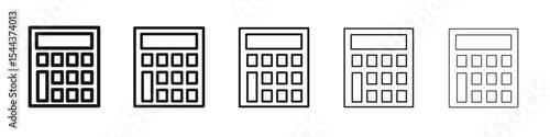 Calculator icon vector outline set illustration sign
