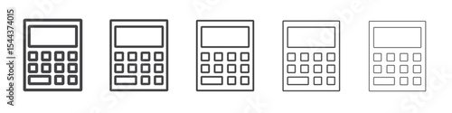 Calculator icon vector outline set illustration sign