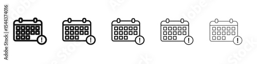 Calendar exclamation icon vector outline set illustration sign