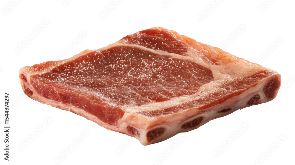 Fototapeta premium Single piece of raw bacon meat isolated on white background