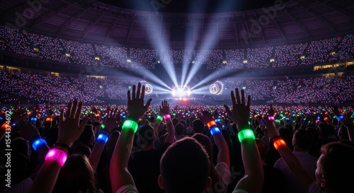 Immersive Concert Experience A Sea of Lights and Raised Hands at a Massive Stadium Show