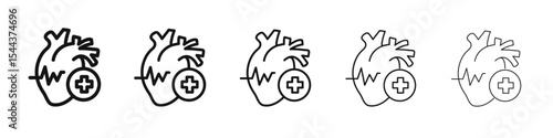 Cardiology icon vector outline set illustration sign