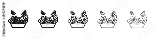 Ceviche icon vector outline set illustration sign