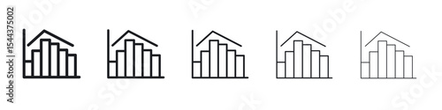 Chart histogram icon vector outline set illustration sign