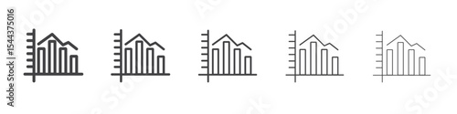 Chart histogram icon vector outline set illustration sign