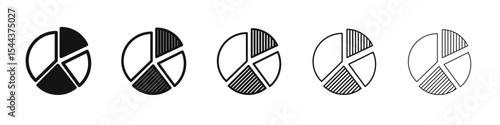 Chart pie icon vector outline set illustration sign