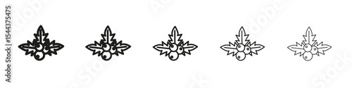 Christmas holly berry icon vector outline set illustration sign